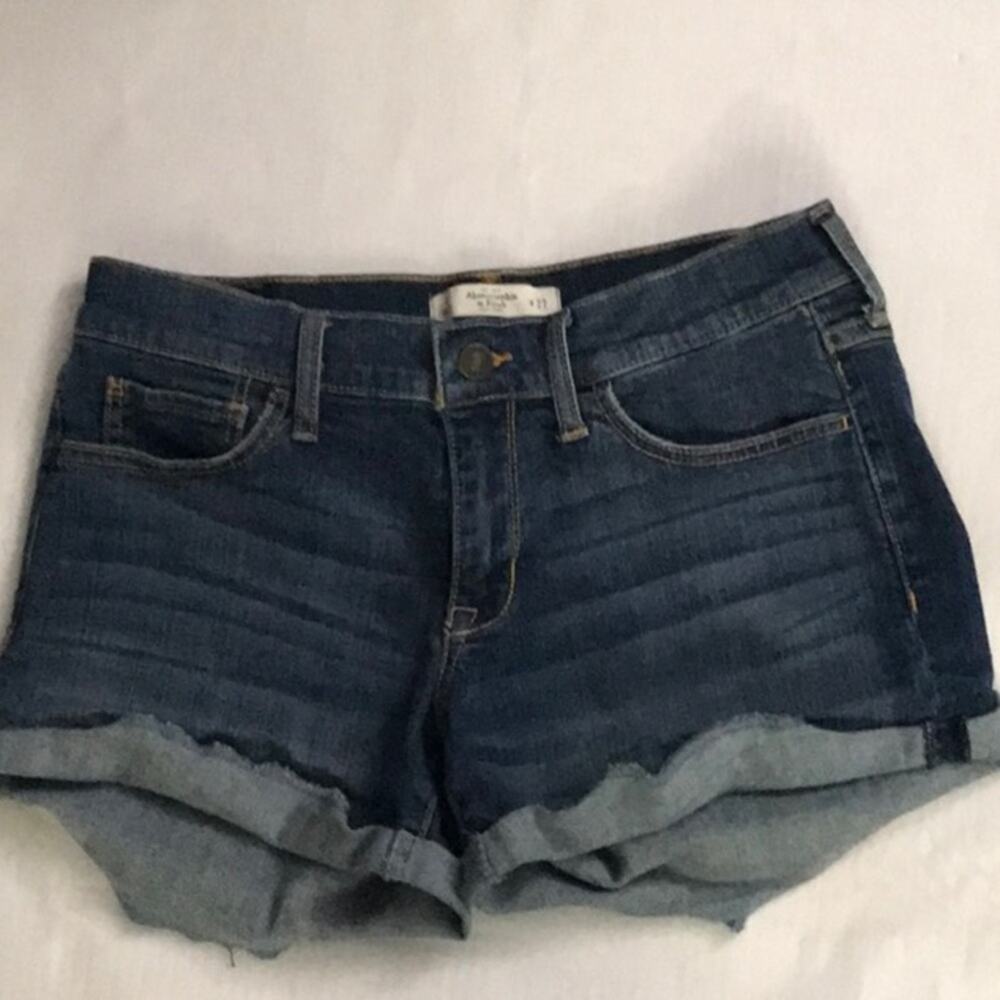 Abercrombie & Fitch Blue Rolled Hem Denim Shorts 27 Boho Classic Festival Indie